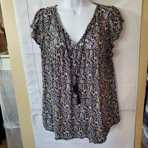 OLD NAVY WOMENS SHORT SLEEVE FLORAL PRINT TOP